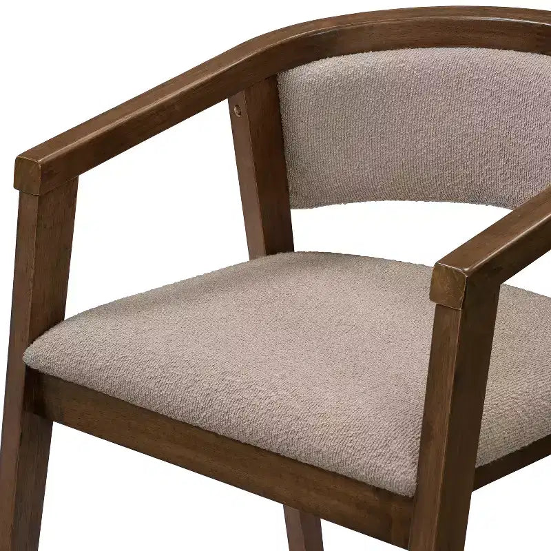 Christopher Knight Home Simon 5 Piece Mid-Century Modern Rubberwood Dining Set with Boucle Upholstered Chairs