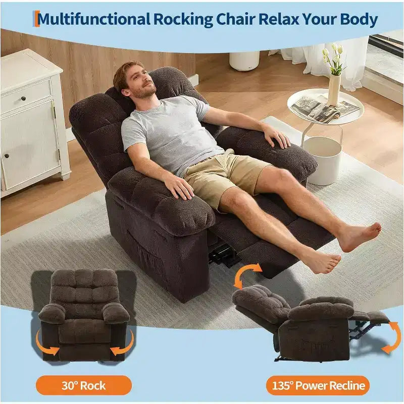 Manual recliner, ergonomic breathable fabric recliner with side pockets, single sofa, suitable for living room bedroom