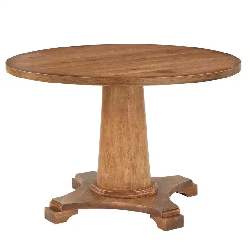 Lifestorey 4pc Kerrington Channel Back Banquette Dining Set Walnut/Cream: Linen-Look Fabric, Pedestal Table