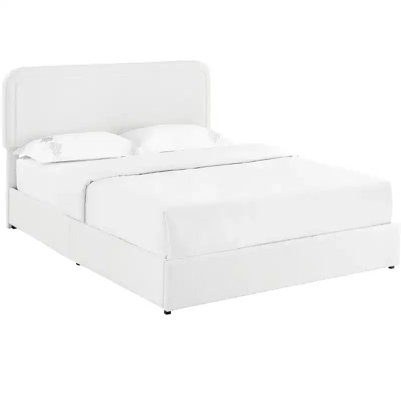 Modern Boucle Upholstered Queen Size Bed with Storage Drawers