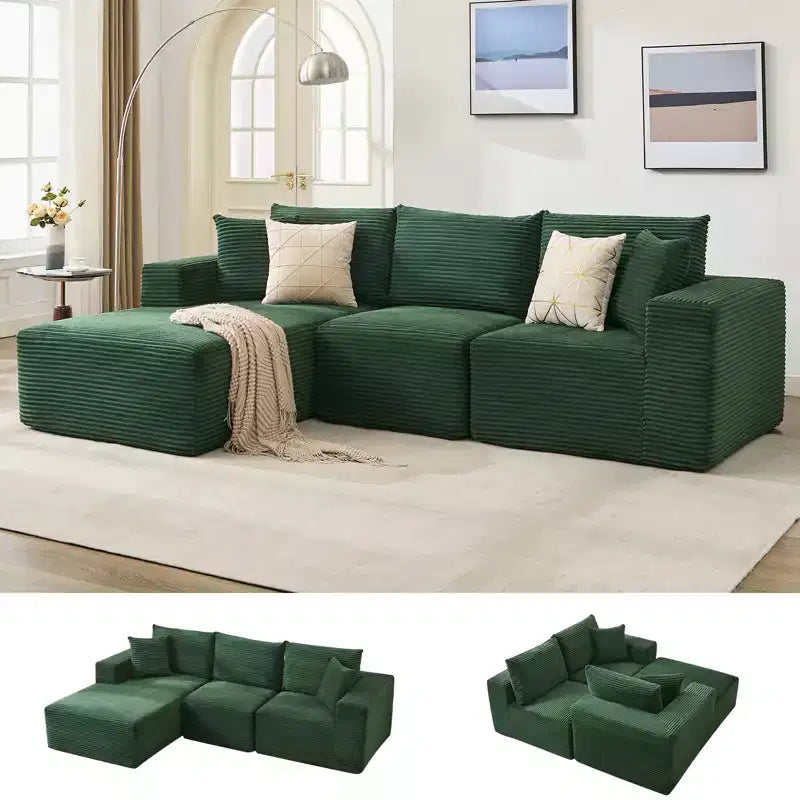 108 Modern Sofa Couch, 3 Seater Upholstered L Shaped Sofa with Pillows, Deep Seat Sofa, No Assembly Required