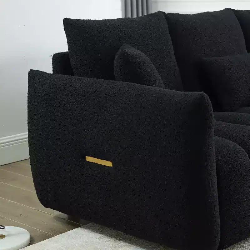 GDFStudio Alanna 79.5 Modern Teddy Fabric Upholstered 3-Seater Sofa with Pillows