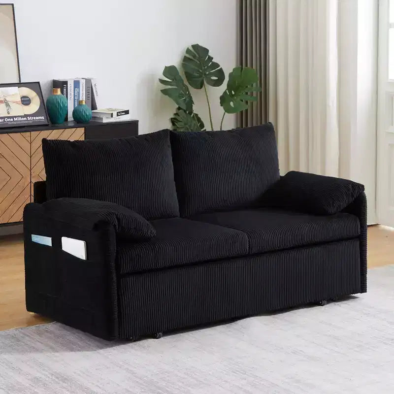 64.5 3-in-1 Convertible Corduroy Sleeper Sofa Bed with Pullout Bed