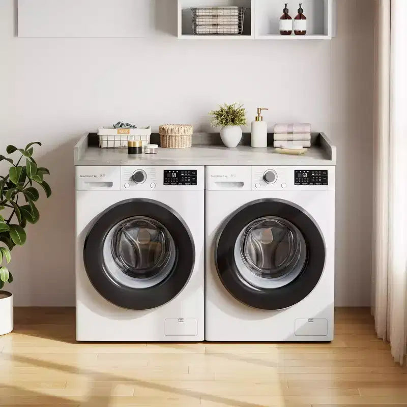 Washer Dryer Countertop, Laundry Topper with Raised Edge & Non-Slip Pad for Hamper Counter Storage & Laundry Room Organization