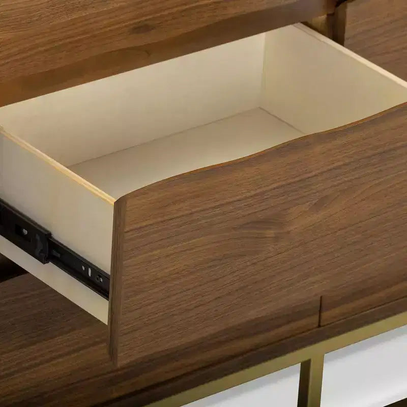 Modern 6-Drawer Dresser with Live Edge Design, Metal Base & Durable Mixed Wood Construction