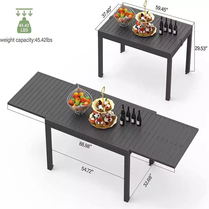 Okak Dining Table Aluminum Patio Extendable Dining Room Table Kitchen Table for Dining Room