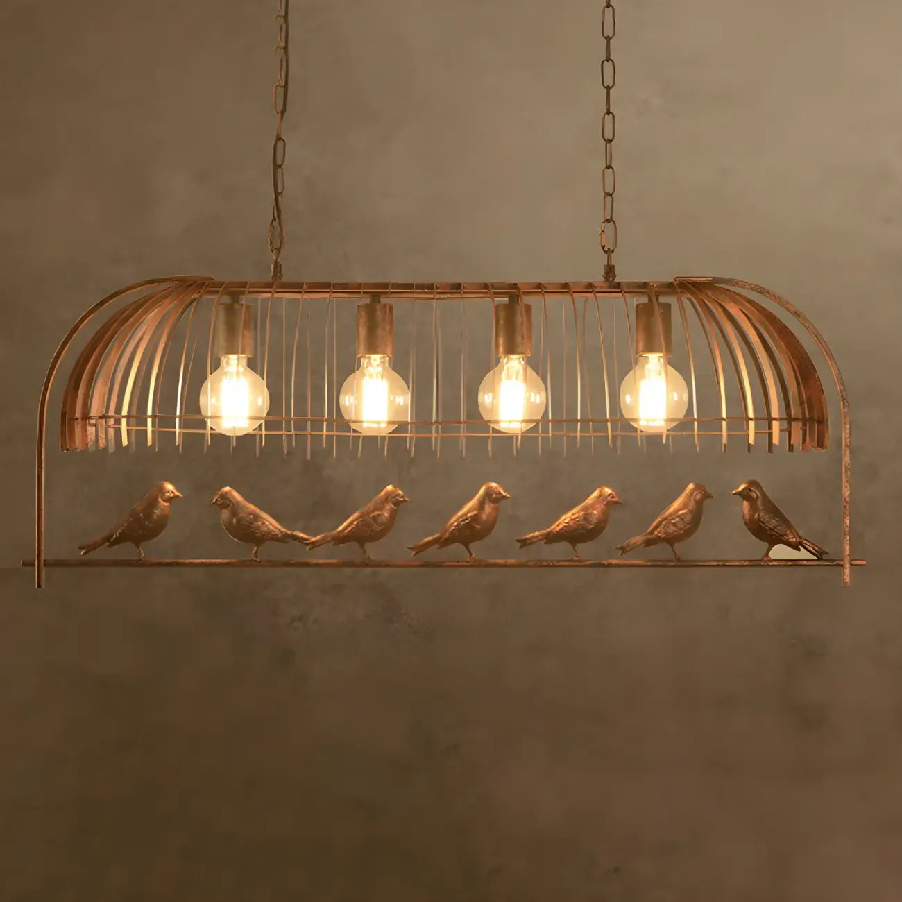 Industrial Metal Birdcage Island Pendant Light for Kitchen