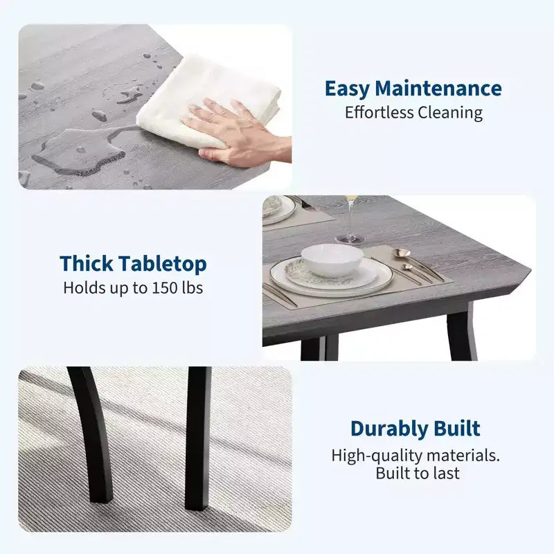 5 Piece Metal Frame Kitchen Table and Chair Set, with Chamfer Design