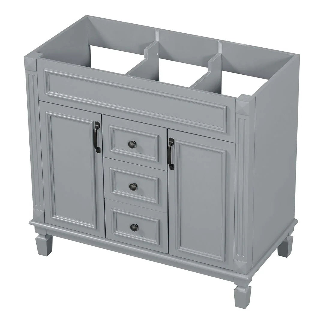36'' Modern Bathroom Vanity with Top Sink and Mirror Cabinet,2 Doors and 2 Drawers