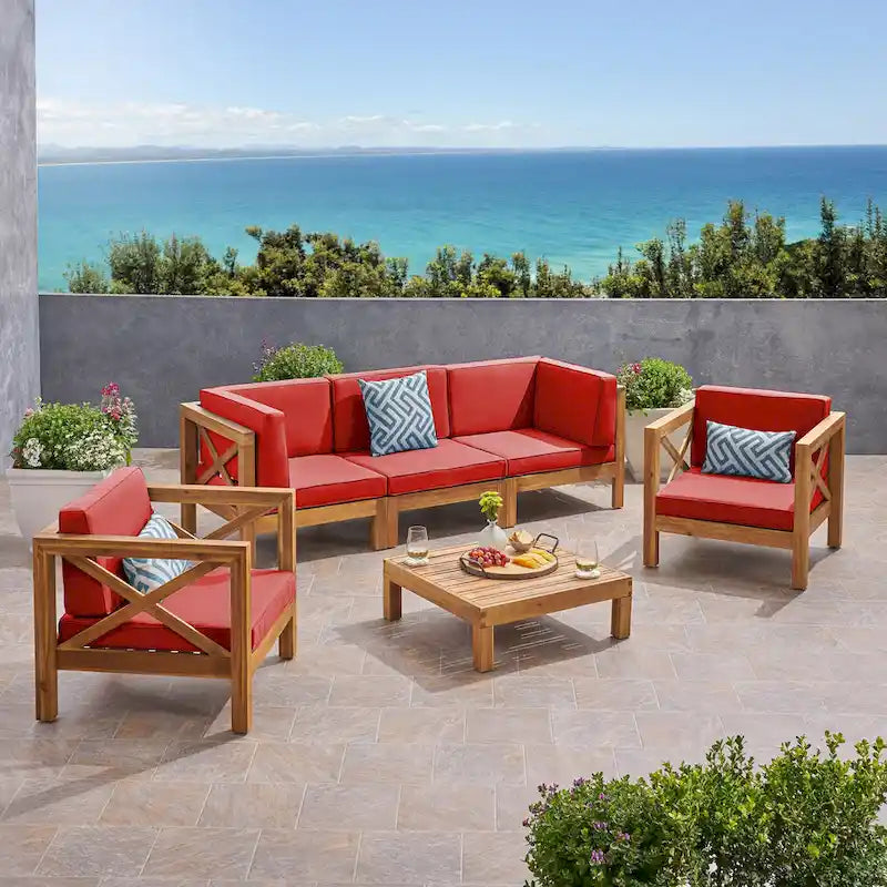 Brava Outdoor Acacia Wood 6-piece Chat Set by Christopher Knight Home