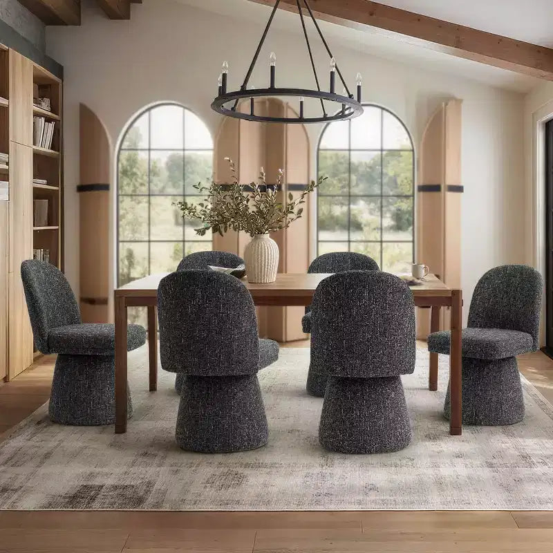 Set of 6 Modern 360 Swivel Armless Dining Chairs with Pedestal-style Base, Elegant Accent Chairs for Kitchen, Dining Room, or Office-Panipeachy