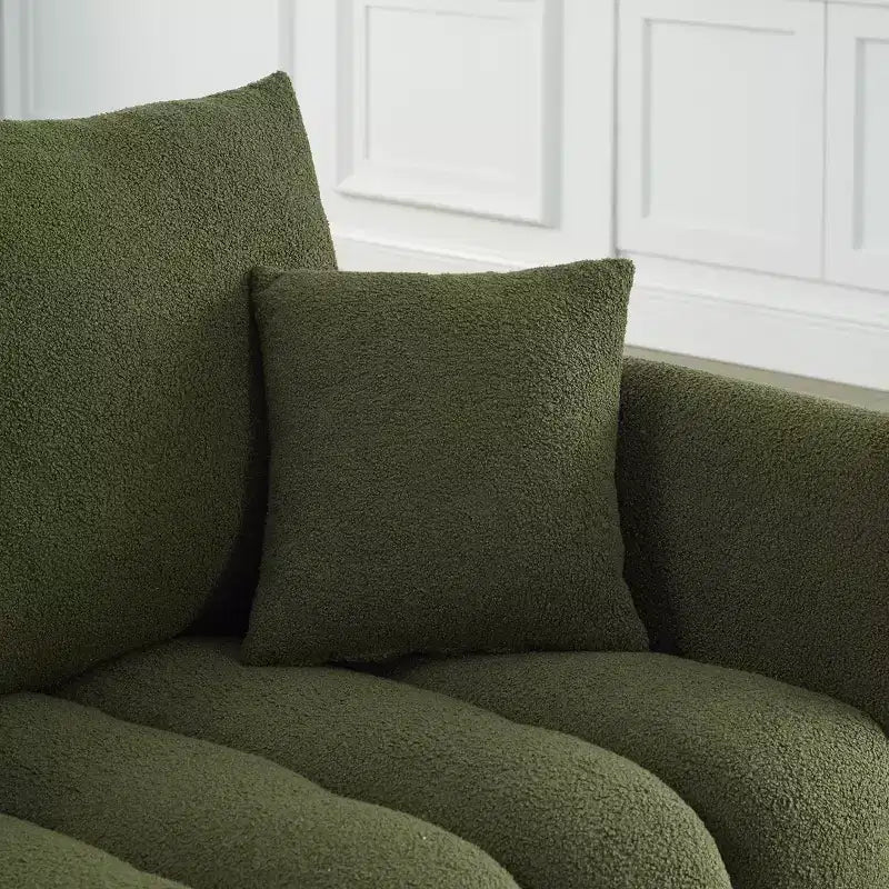 GDFStudio Alanna 79.5 Modern Teddy Fabric Upholstered 3-Seater Sofa with Pillows