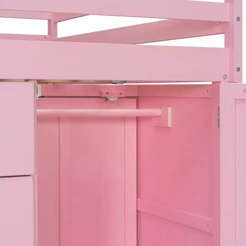 Full Over Full Modern Bunk Bed With Built In Closet And 7 Storage Drawers