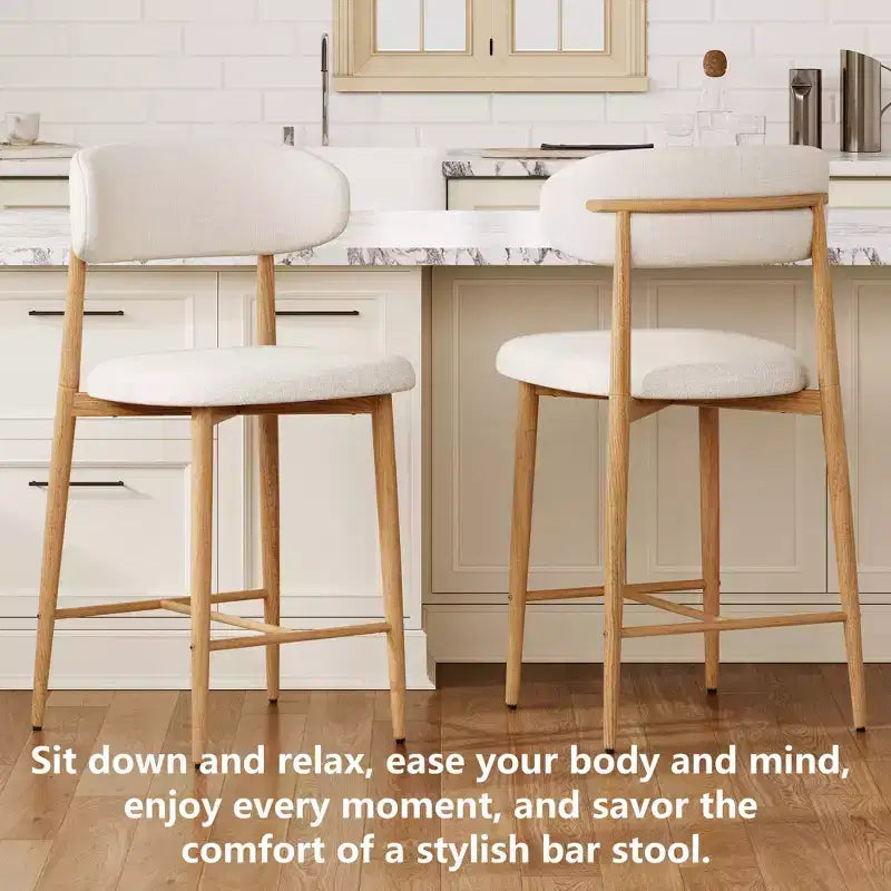 Counter Height Bar Stool with Upholstered Seat & Metal Legs, 26.3 Modern Kitchen Island Chair