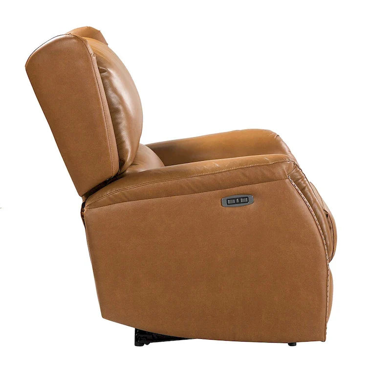 Genuine Leather Power Recliner with USB Port 鈥?Wingback Nailhead Set of 2