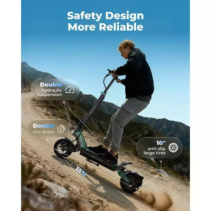 ECOLEAP L7 Electric Scooter for Adults, 1500W Peak Motor, 28MPH, 50Mile Range, Dual Suspension, Front & Rear Disc Brakes, UL