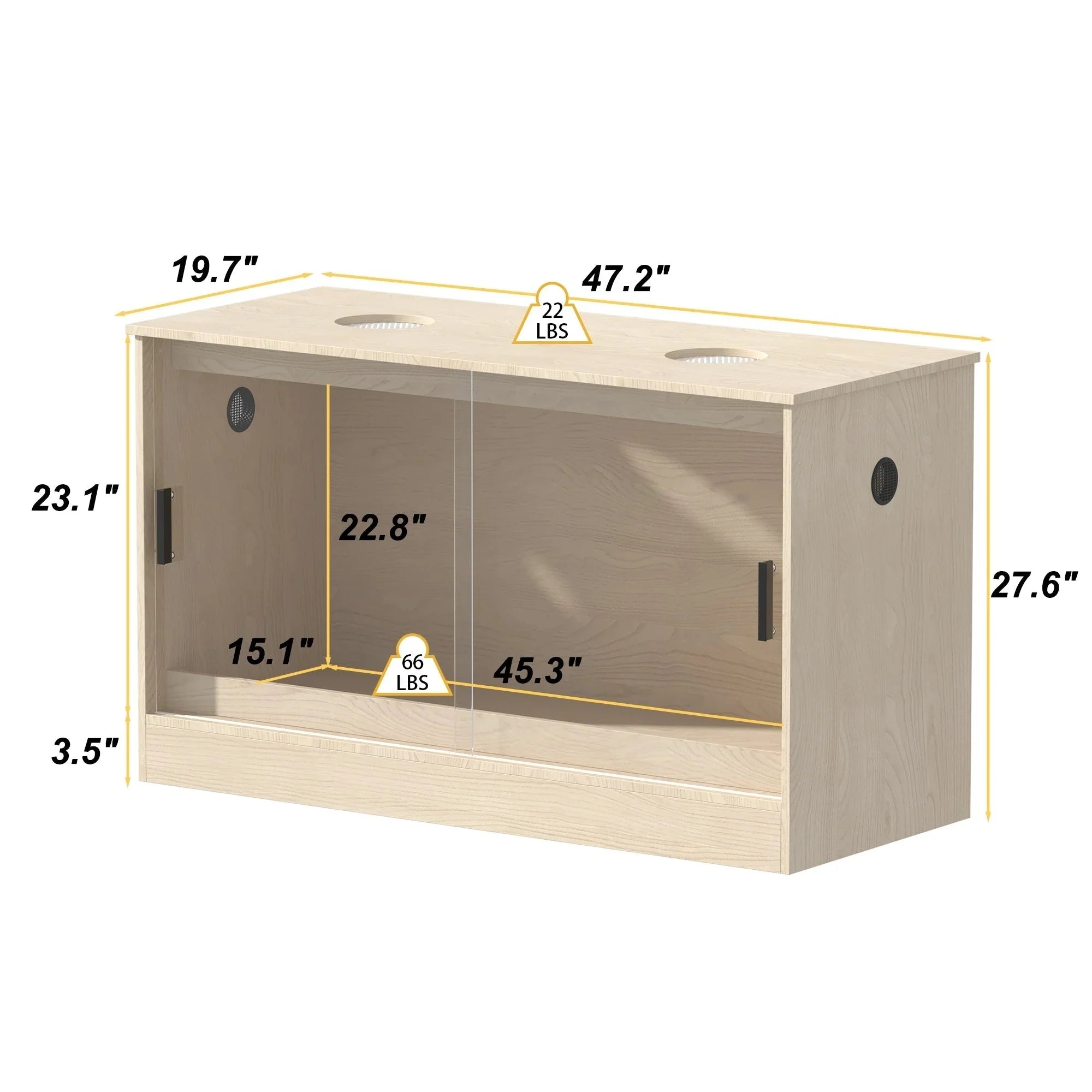 Reptile Habitat -Spacious Terrarium for Lizards, Snakes & More - 47.2