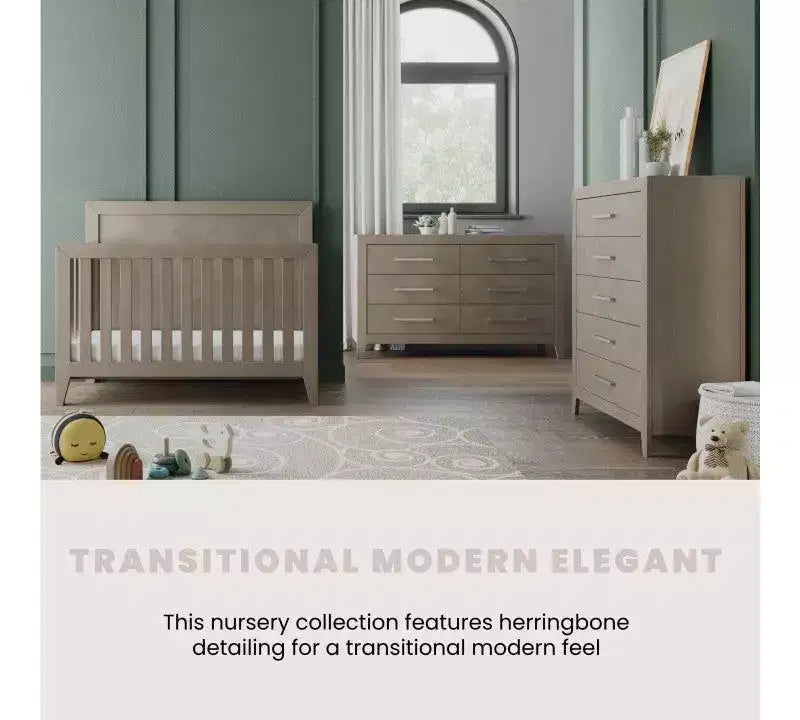 Child Craft Kieran Crib, Double Dresser and Chest Nursery Set, 3-Piece, Includes 4-in-1 Convertible Crib, Dresser and Chest