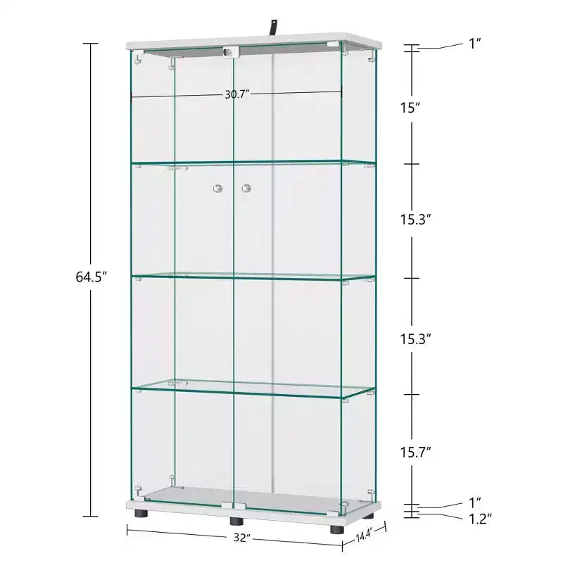 64.5 X 32 Glass Display Cabinet Curio Cabinet with Lock
