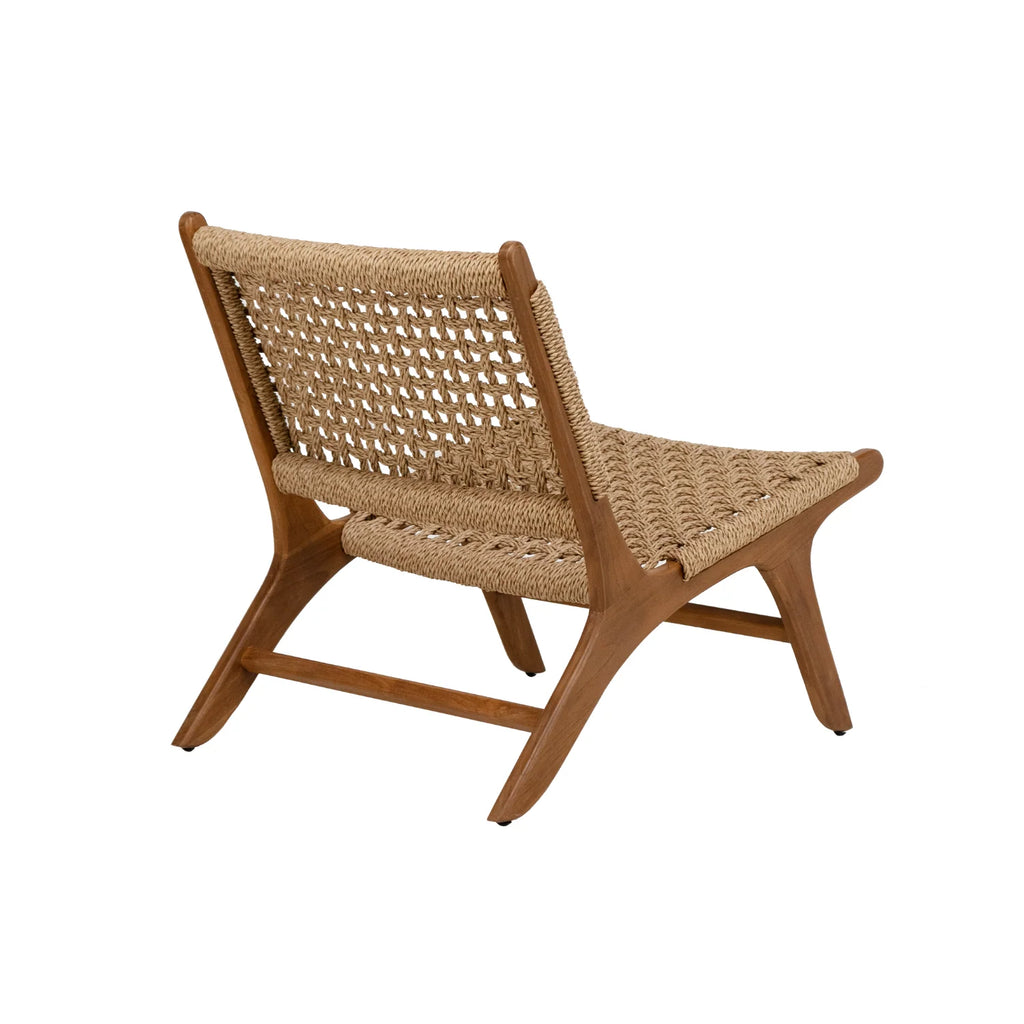 Rustic Teak Lounge Chair with Woven - Outdoor