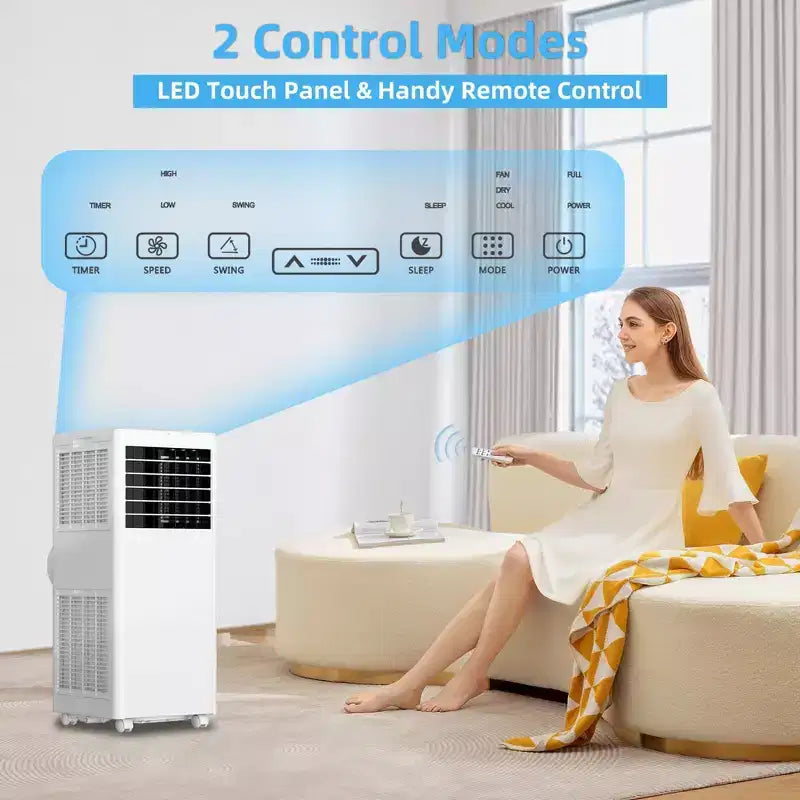 Climatiseur portable 8 000 BTU - 3-en-1 : refroidissement, déshumidificateur et ventilateur pour 32,5 m² avec mode nuit et garantie d'un an