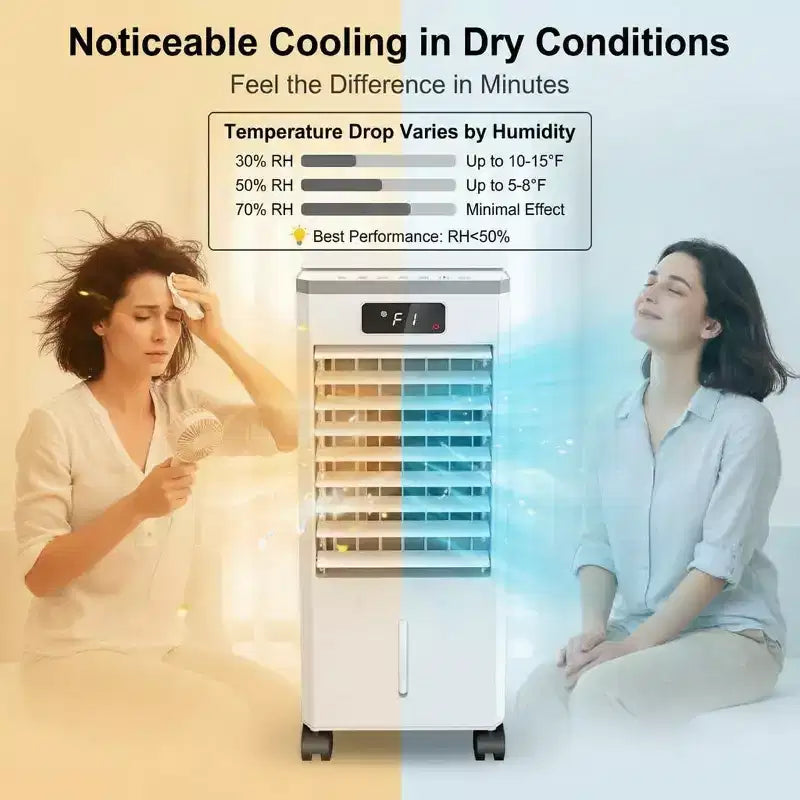 7L Portable Evaporative Air Cooler with Remote Control, 3 Speeds, Timer and Oscillating Fan for Home Office