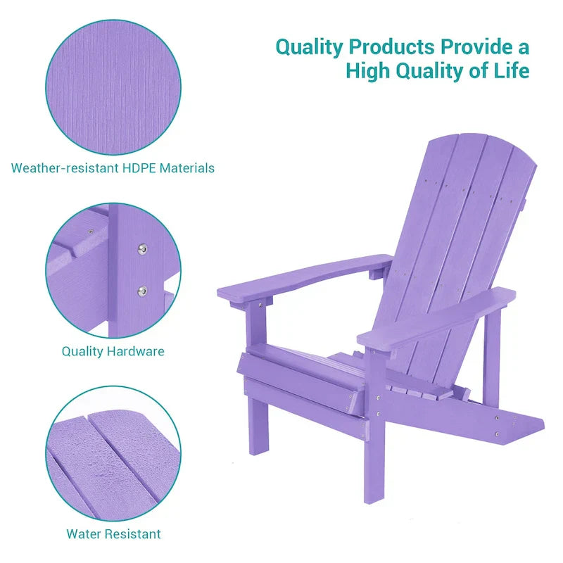 Chaises Adirondack d'extérieur en bois résistantes aux intempéries Bonosuki - Lot de 4