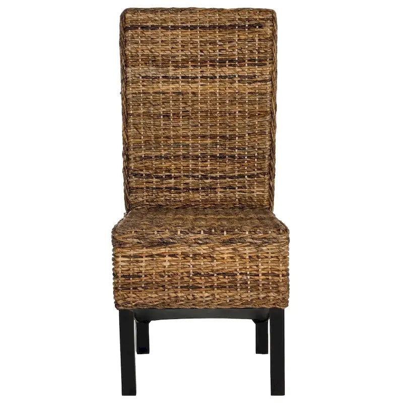 Set of 2 Natural Wicker Dining Chairs 19W x 22D x 41H, Boho Coastal Style