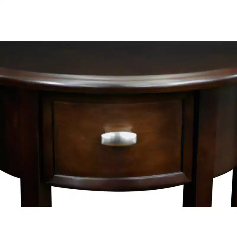 Demilune Hall Stand - Chocolate Cherry - Leick Home: Entryway Furniture with Drawer & Lower Shelf