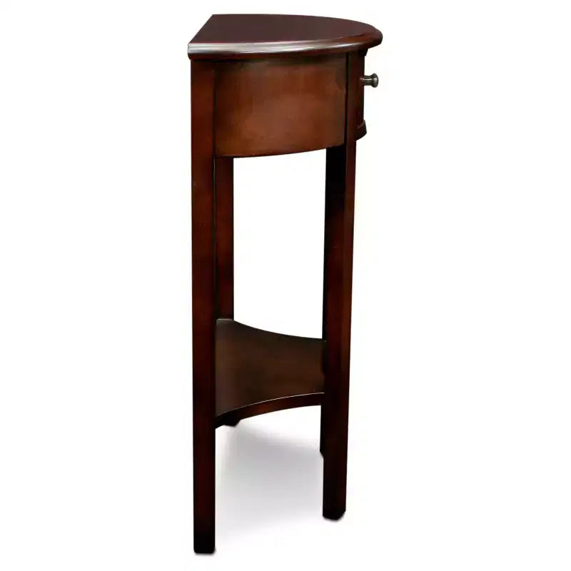 Demilune Hall Stand - Chocolate Cherry - Leick Home: Entryway Furniture with Drawer & Lower Shelf