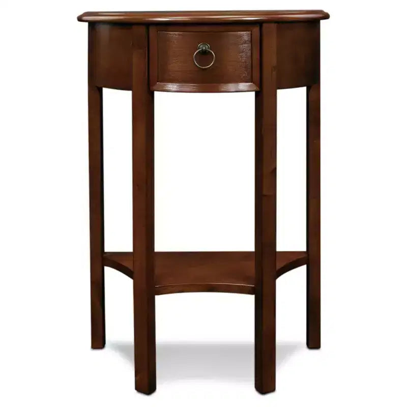 Demilune Hall Stand - Chocolate Cherry - Leick Home: Entryway Furniture with Drawer & Lower Shelf