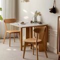 GDFStudio Agatha Table Pliante Moderne en Bois Massif pour 4 à 6 Personnes avec Plateau en Dalle de Pierre