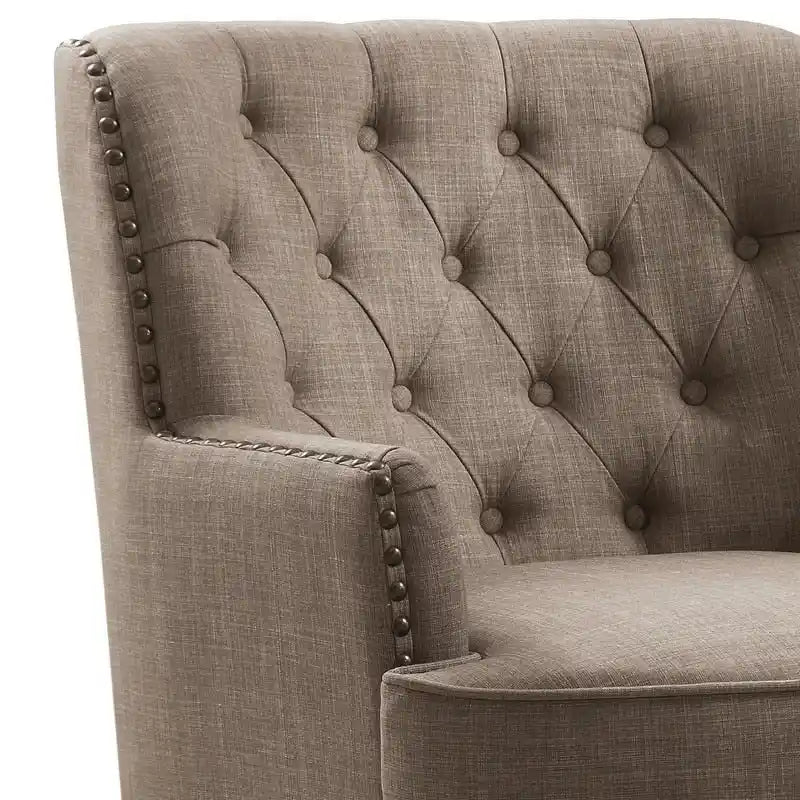 Moser Bay Mignon Velvet / Linen 30 Wide Tufted Wingback Accent Chair