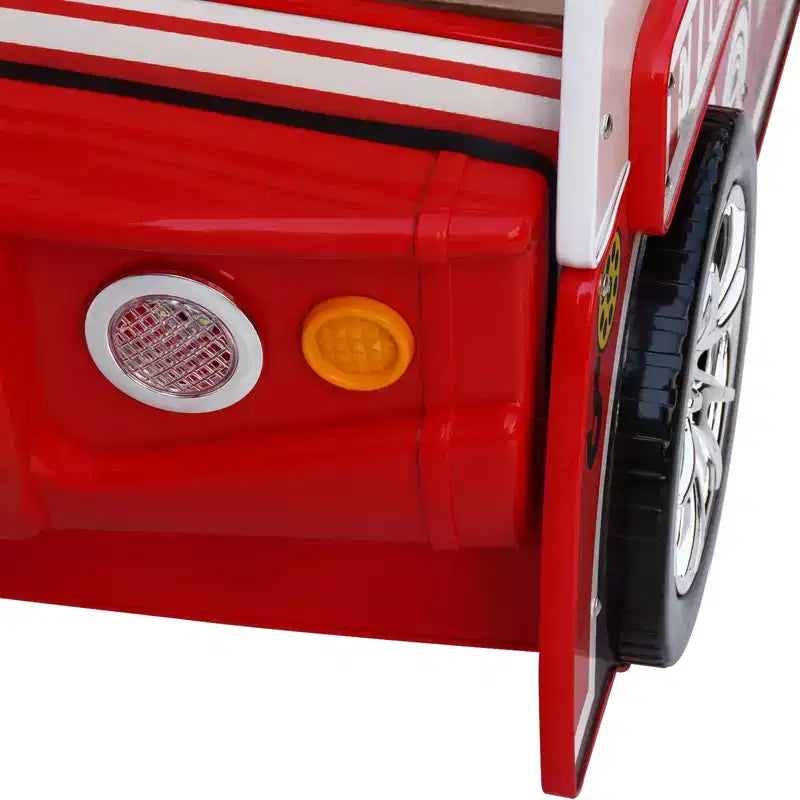 GDFStudio Juna Twin Size Fire Truck Bed with LED Light