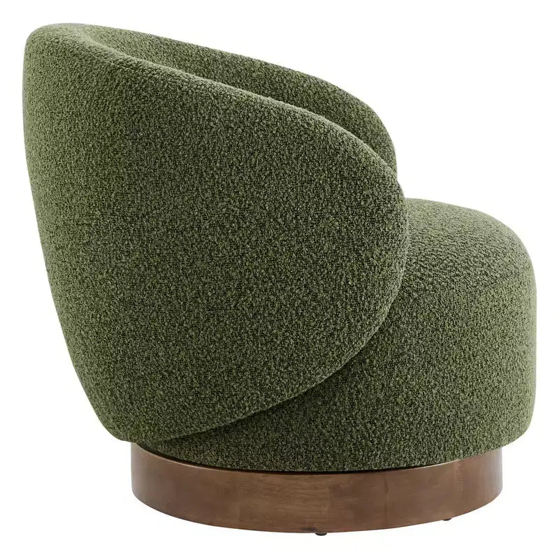 Spruce&Spring Upholstered Swivel Accent Barrel Chair with Wood Base