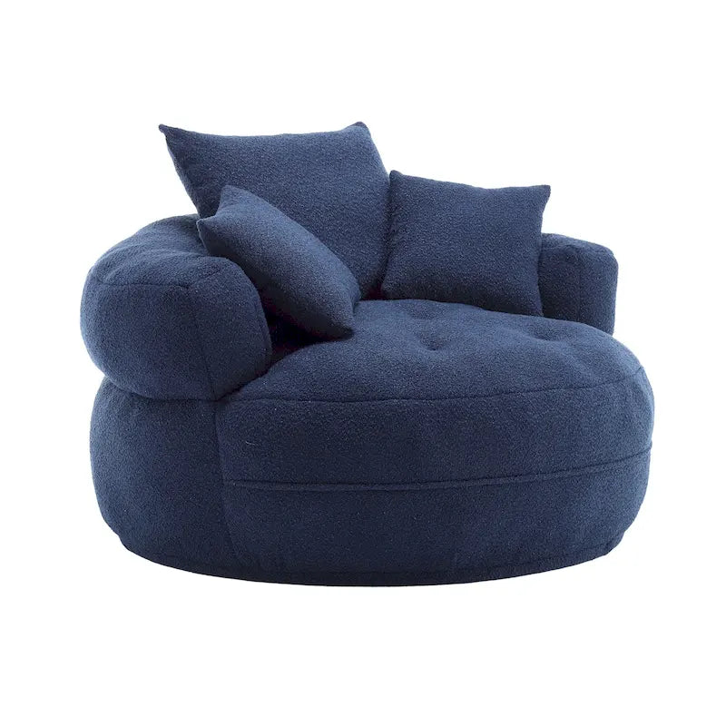 Round Lazy Sofa Chair – White/Blue/Grey/Yellow/Orange/Rose Red/Navy/Green, Single & Couple Seat