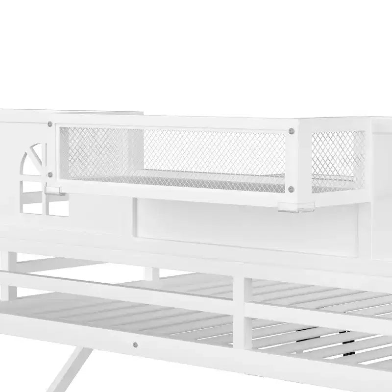 ModernLuxe Full/Queen Loft Bed with Stairs & Built-in Wardrobe, Metal Bed Frame with LED Lights, USB Charging Station & Storage Shelves