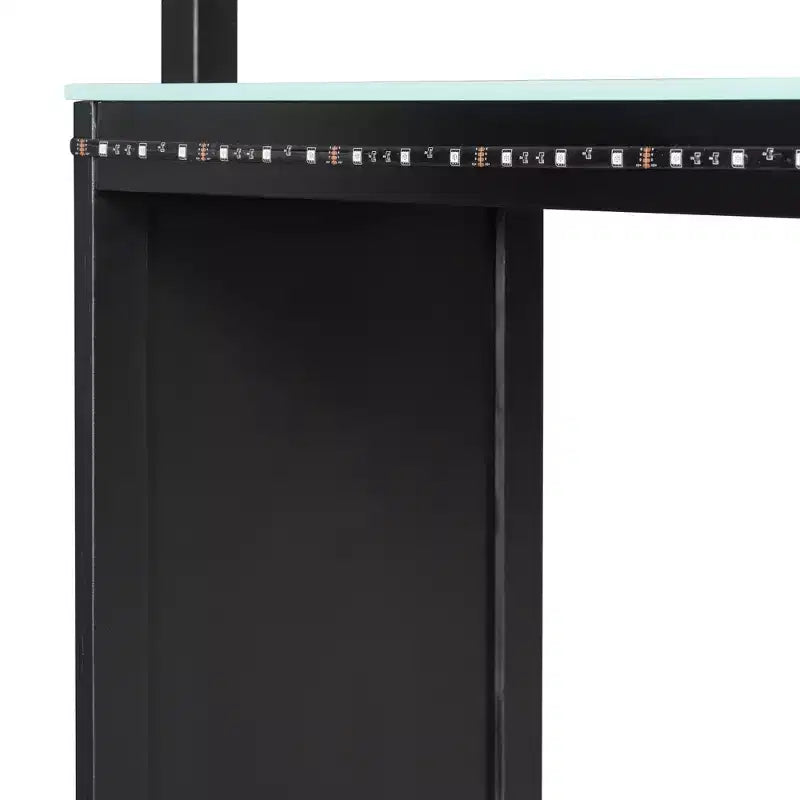 L-Shaped Gaming Loft Bed with Desks, Double Twin Loft Beds with LED Lights, USB Ports, Storage Bookshelves, Wood Corner Loft Bed for 2