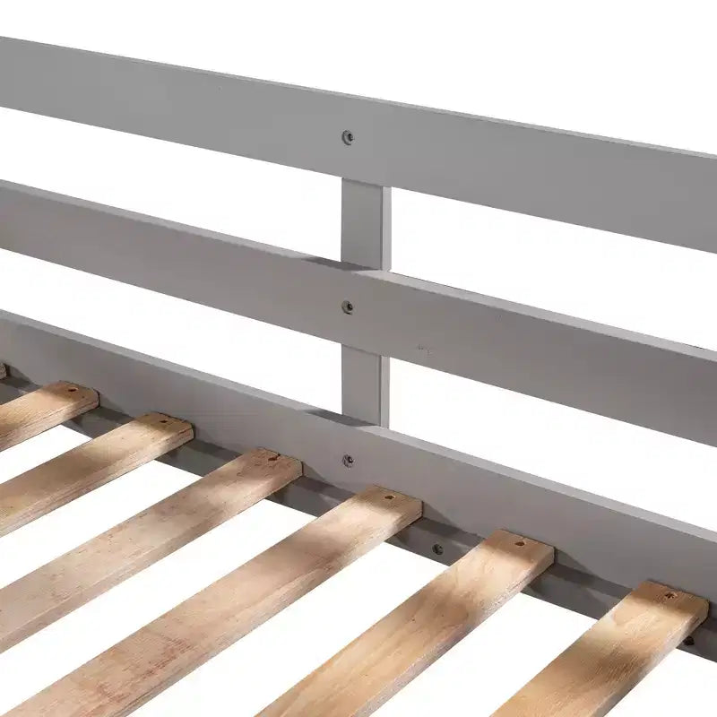 L Shaped Bunk Bed for 4 Kids, Quad Bunk Bed with Slide Full and Twin Wood Bunk Frame for Bedroom Dorm