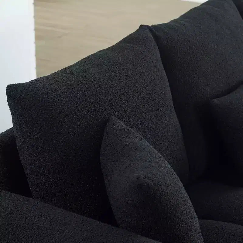 GDFStudio Alanna 79.5 Modern Teddy Fabric Upholstered 3-Seater Sofa with Pillows