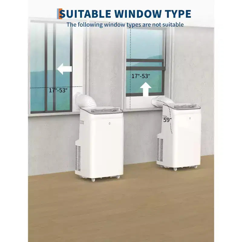 Climatiseur portable 15 000 BTU, unité de climatisation portable 3-en-1 avec déshumidificateur et ventilateur, mode veille, télécommande et panneau LED, rafraîchit 850 pieds carrés, silencieux