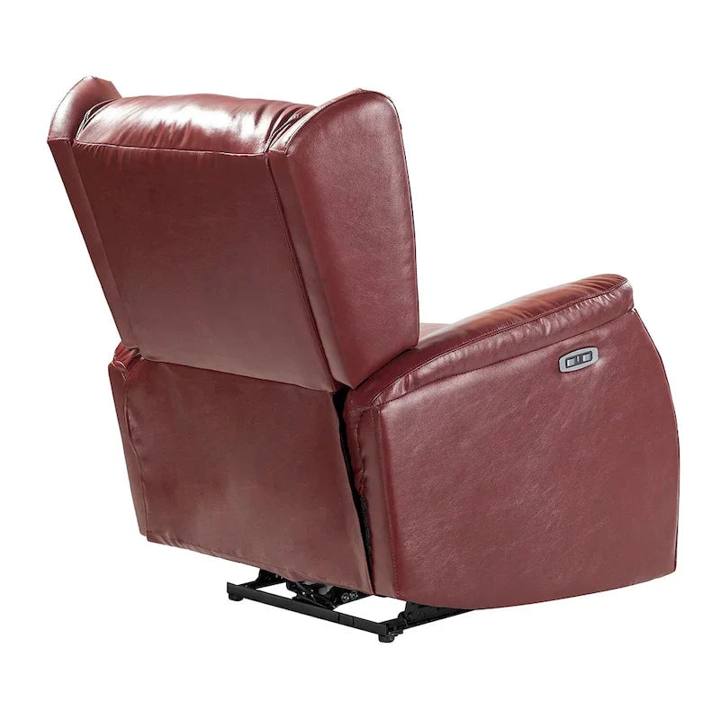 Genuine Leather Power Recliner with USB Port 鈥?Wingback Nailhead Set of 2