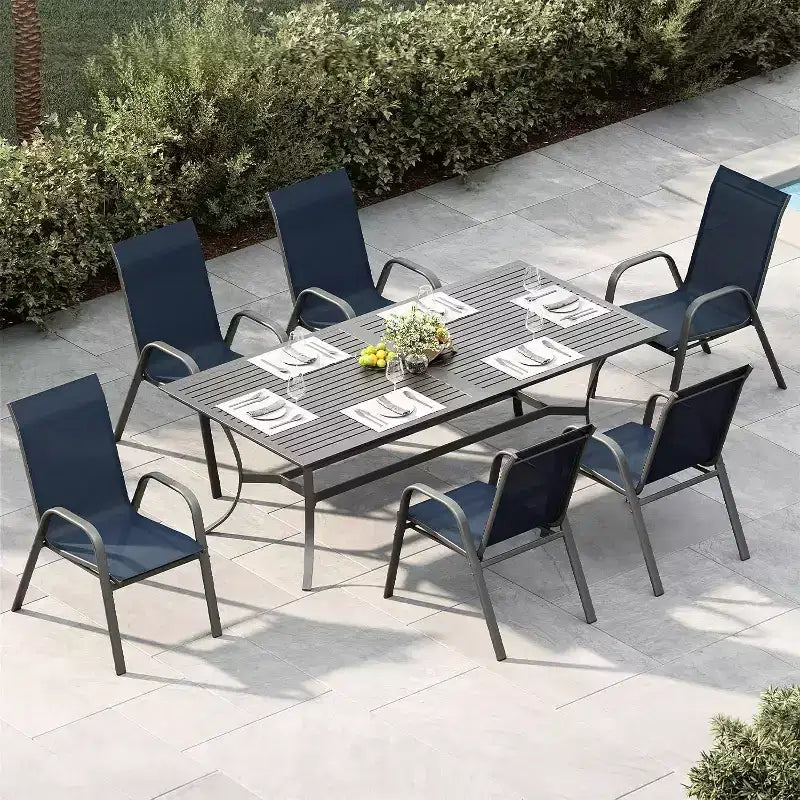 Chaises de patio, Lot de 4/6 chaises de salle à manger empilables d'extérieur en textilène léger résistant aux intempéries avec accoudoirs pour jardin, terrasse de piscine