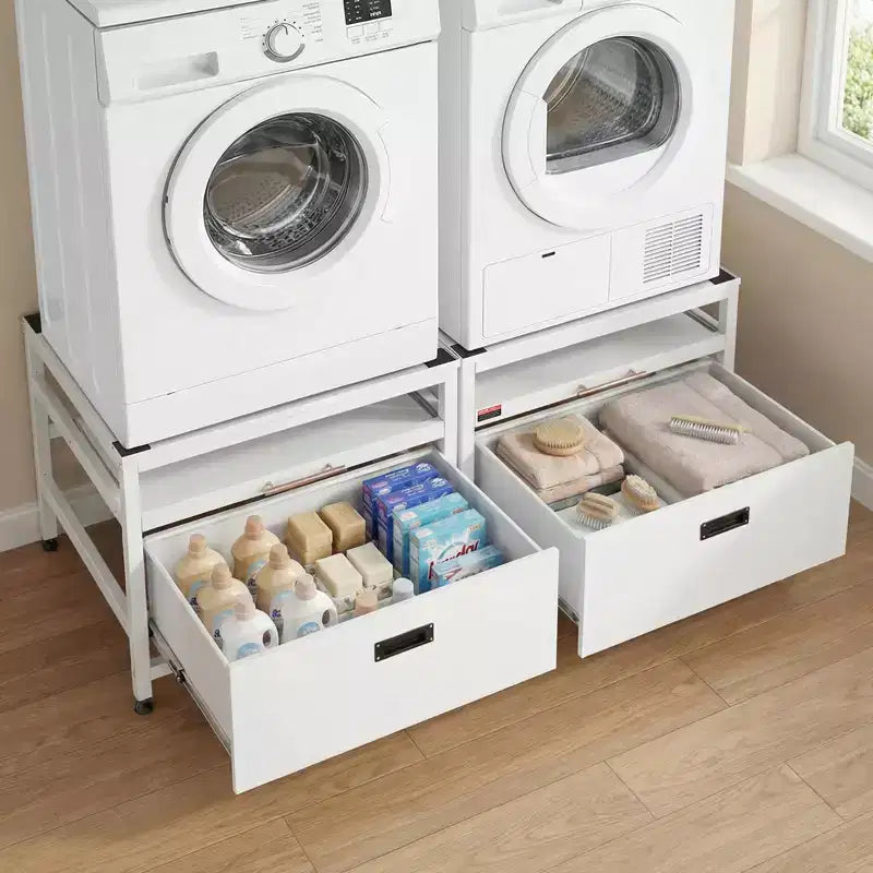VEVOR Laundry Pedestal, 22.6 in Height, 29x29 in Washer and Dryer Pedestals with Pull-out Tray and Storage Space,800 lbs Load Capacity,Non-Slip,White