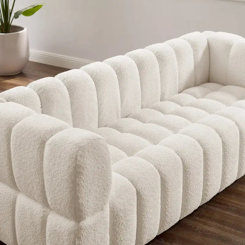 Canapé 85 Moderne en Tissu Gaufre, Canapé Confortable et Décontracté