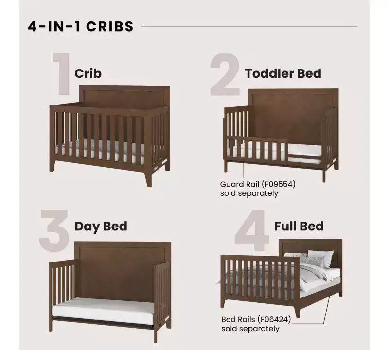 Child Craft Kieran Crib, Double Dresser and Chest Nursery Set, 3-Piece, Includes 4-in-1 Convertible Crib, Dresser and Chest