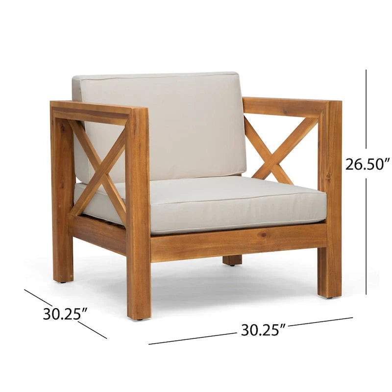 Brava Outdoor Acacia Wood 6-piece Chat Set by Christopher Knight Home