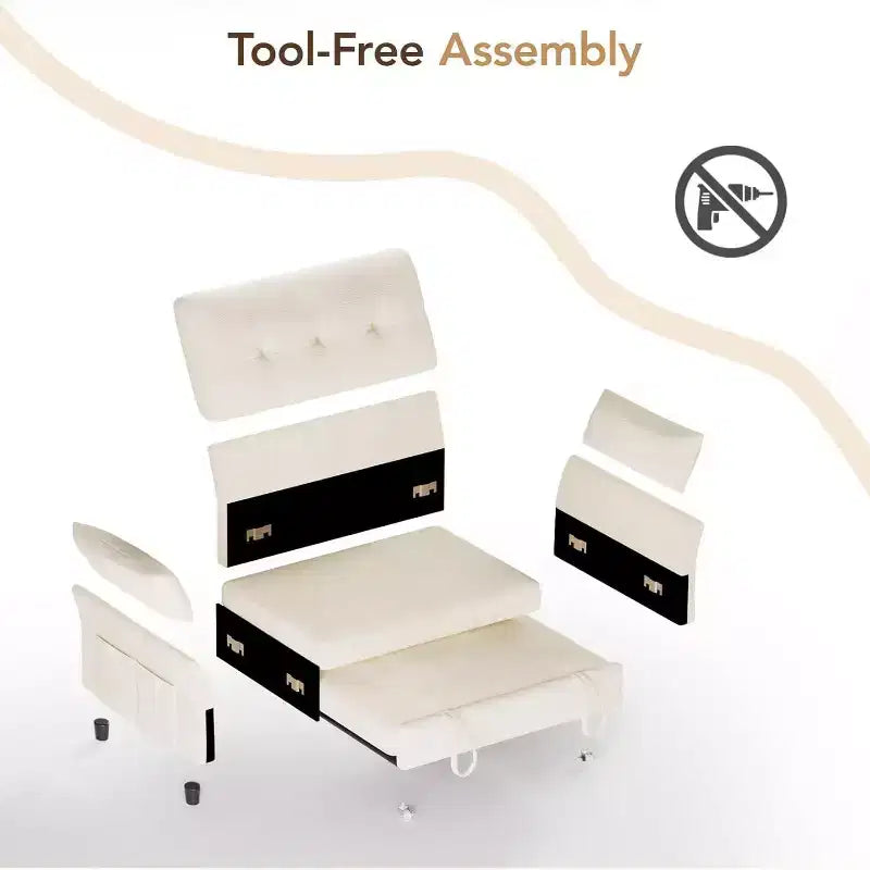 Dyonery 3-in-1 Convertible Sofa Bed, Pull Out Sleeper Sofa with Side Pocket & Adjustable Backrest, Tool-Free Assembly, Folding Loveseat