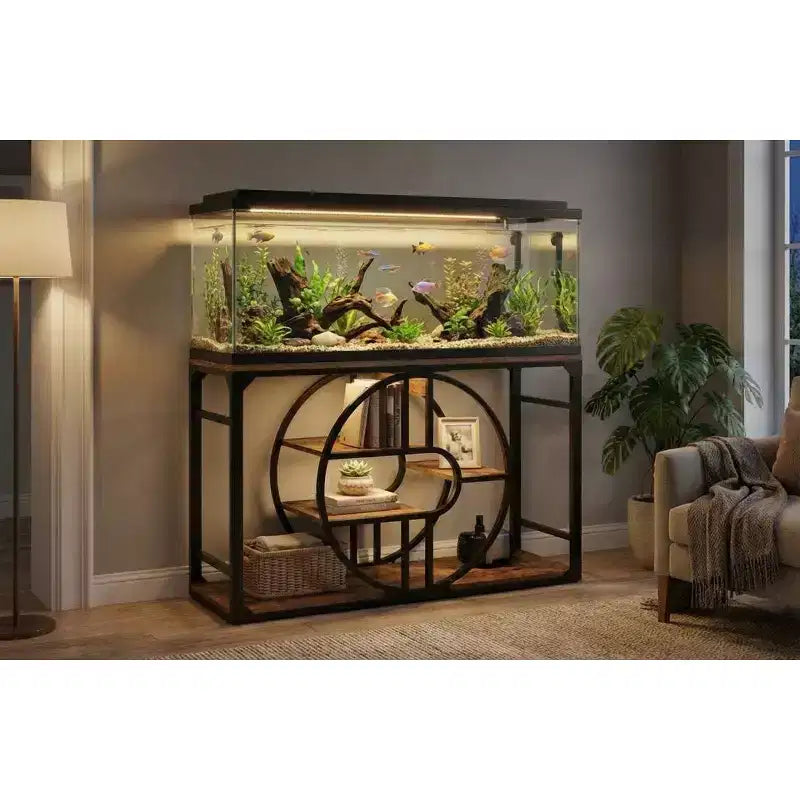 55-75 Gallon Metal Aquarium Stand, Heavy-Duty Fish Tank Stand with Storage Cabinet, Multi-Tier Fish Tank Stand with Thickened Legs, Suitable