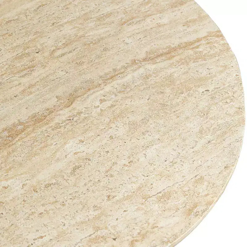 Round Fiberstone Pedestal Coffee Table, Indoor & Outdoor Sculpted Accent Table with Anti-Slip Foot Pads